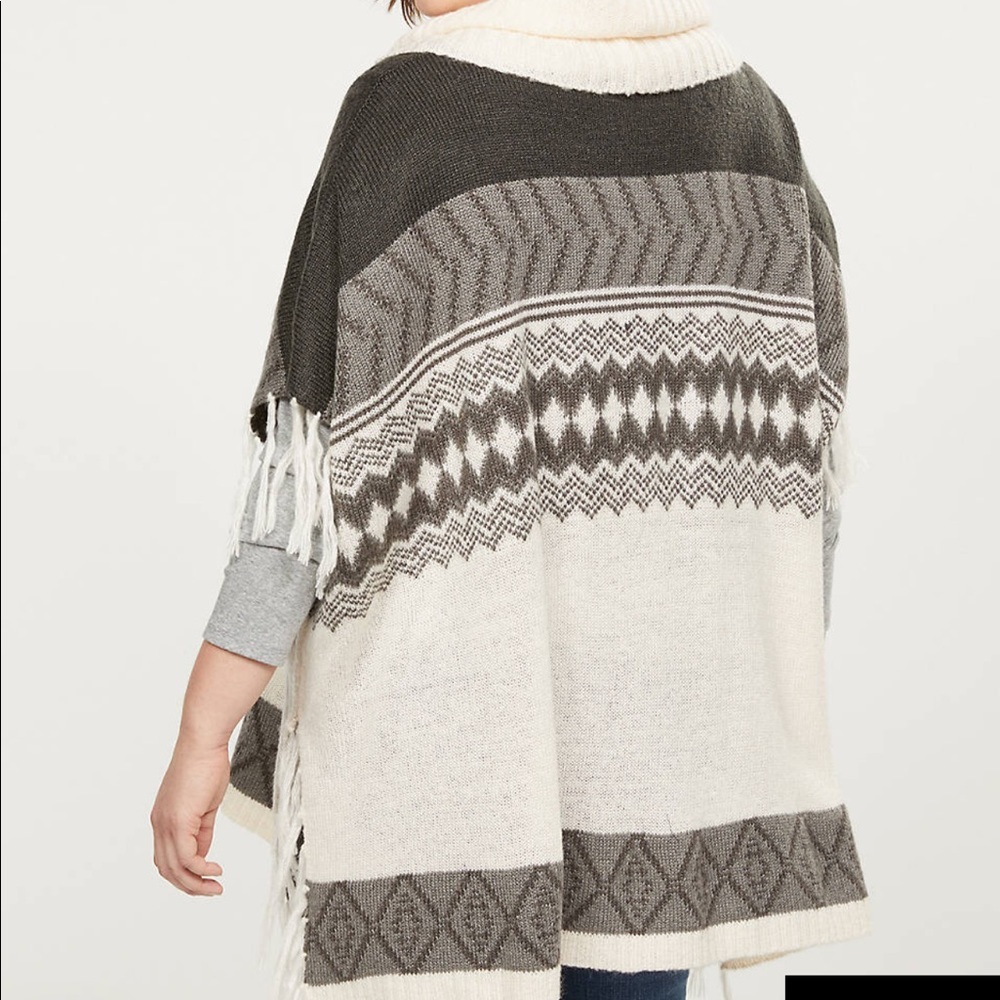 NWT lane Bryant cowl neck fair isle poncho - Picture 3 of 3